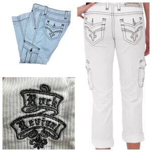 Rock Revival Cargo Crop Pants Womens Size 29 White Waist Measures 33" Flaw